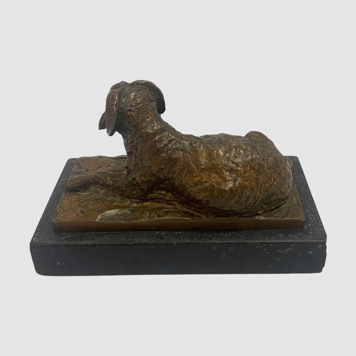 Signed Bronze Big Horned Sheep on Marble Base - Goen Manor Galleries 