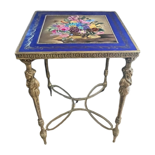 Louis Style Bronze & Porcelain Table - Signed - Glen Manor Galleries 