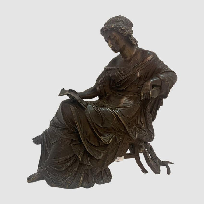 French Bronze of a Lady Seated -Signed - Glena Manoir Galleries 