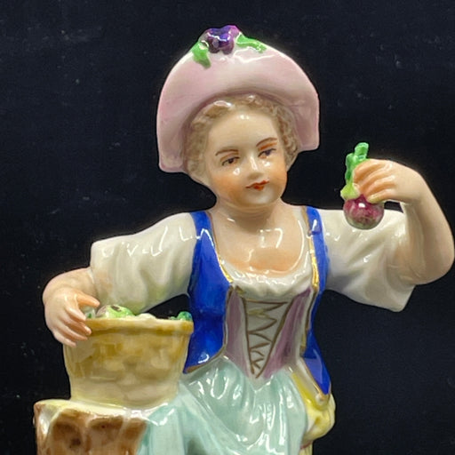 Meissen Figurine of a  Farm Girl Picking Apples - William Cross
