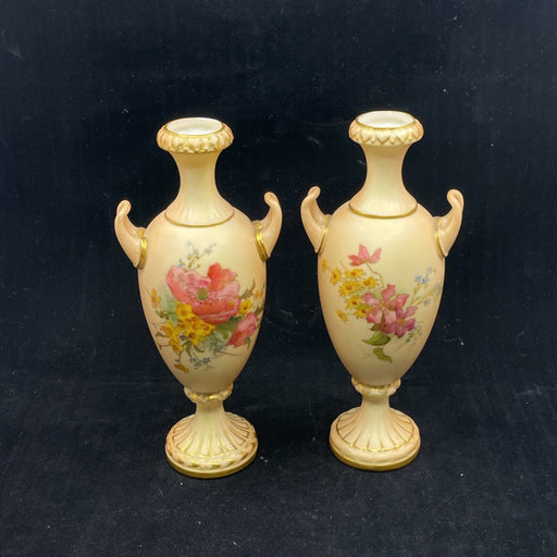 Pair of Royal Worcester Twin Handled Vases - William Cross