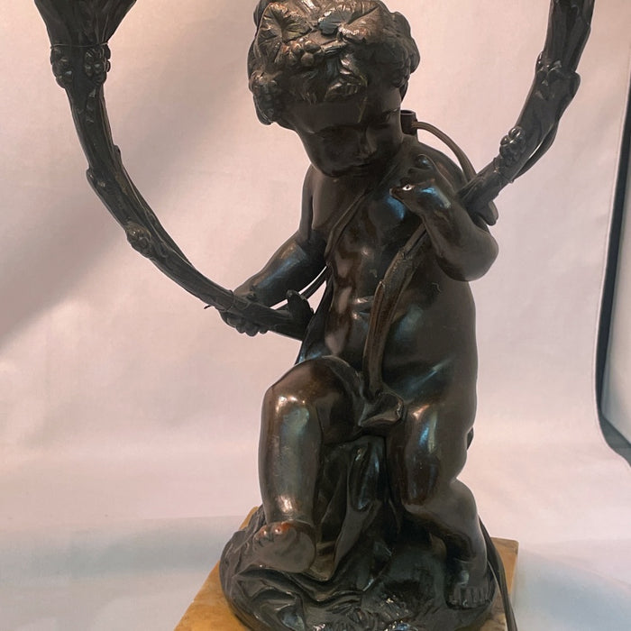 Pair of Bronze of a Forest Pan & Women Double Candlesticks Lamp - Glen Manor Galleries 