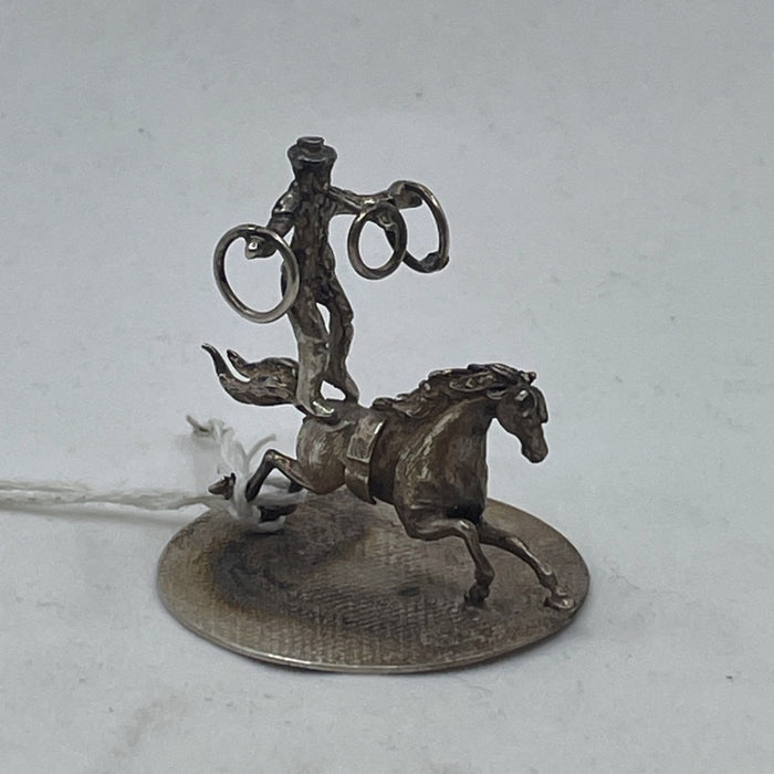 Miniature Sterling Silver Horse and Rider Ornament - Glen Manor Galleries 