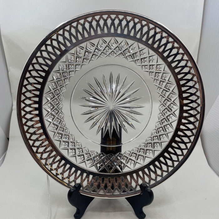 Sterling Silver & Cut Crystal Basket Plate - Glen manor Galleries 