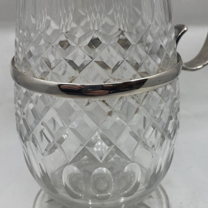 Silver Plated and Crystal Wine Ewer w/ Bacchus Mask Spout - Glen manor Galleries 