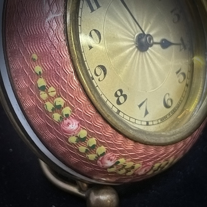 Pink Enameled German Bedside Clock - Glen Manor Galleries 