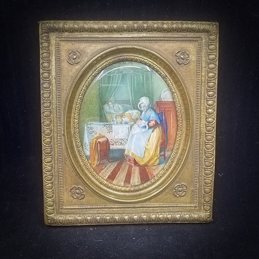 Bronze and Gilt French Hand Painted Ivory Photo Scene - Glen Manor Galleries 