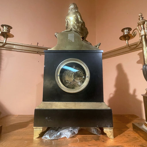 French Bronze & Marble Mantle Clock - Glen Manor Galleries