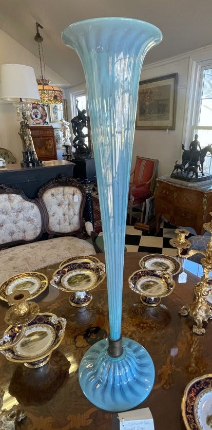 Tall Opalescent Trumpet Vase - Glen Manor Galleries 