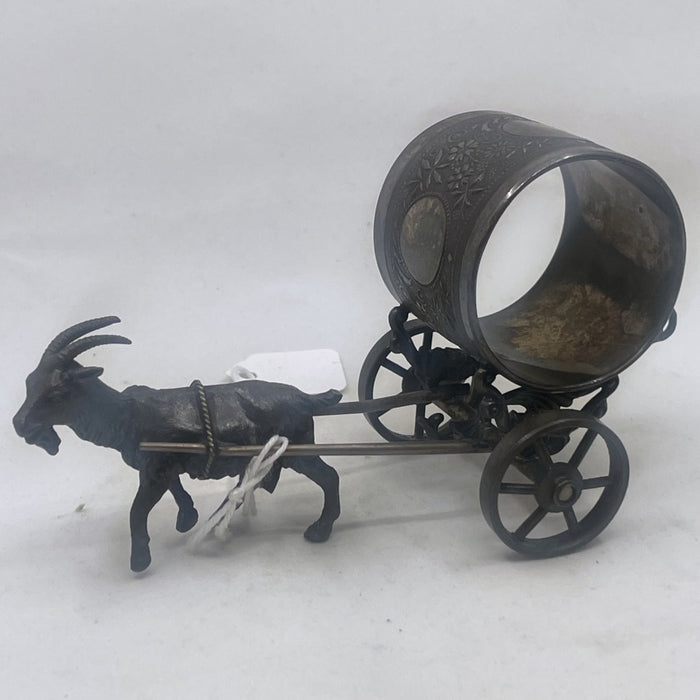 Donkey Pulling Cart Silver Plated Figural Napkin Ring - Glen Manor Galleries 