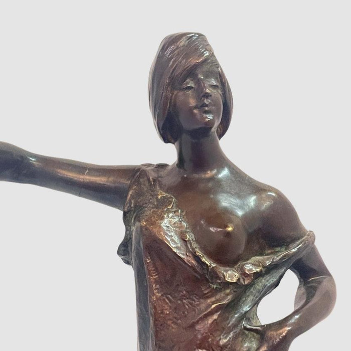 Large Bronze of a Lady Standing by Pierre Baudin  - Glen Manor Galleries