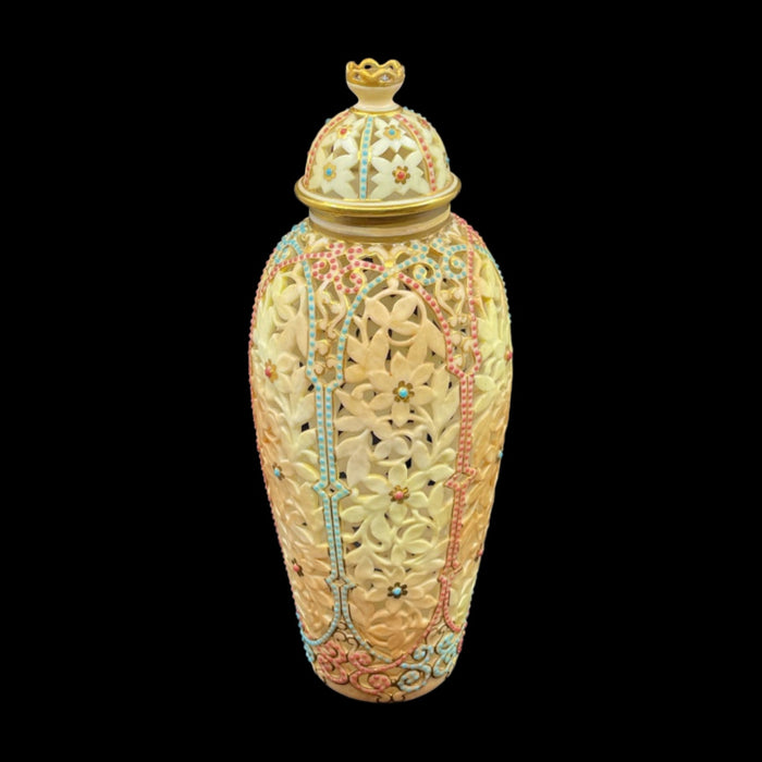 Royal Worcester Pierced Covered Vase - Glen Manor Galleries