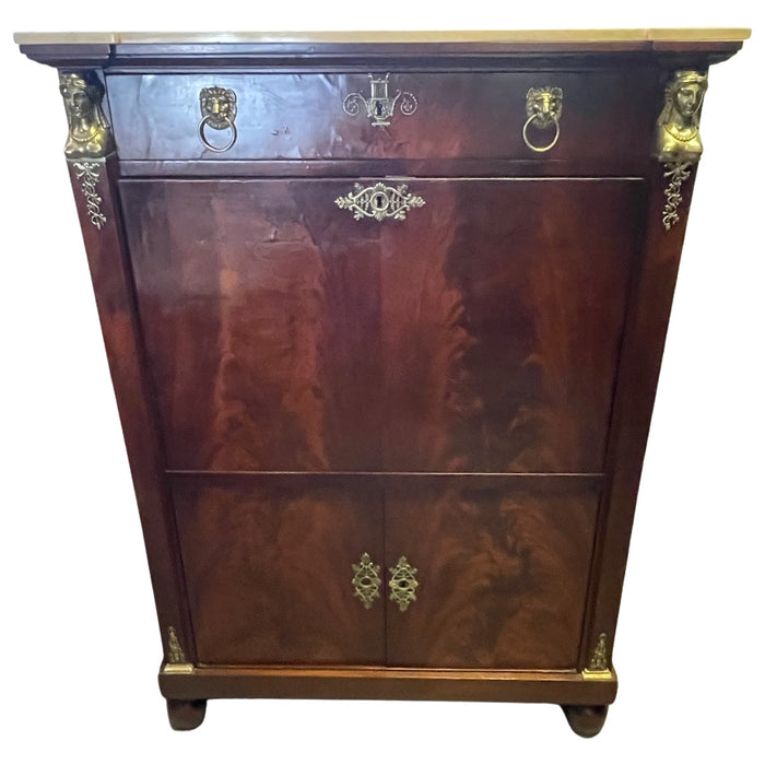 French Empire Secretaire with Marble Top - Glen Manor Galleries