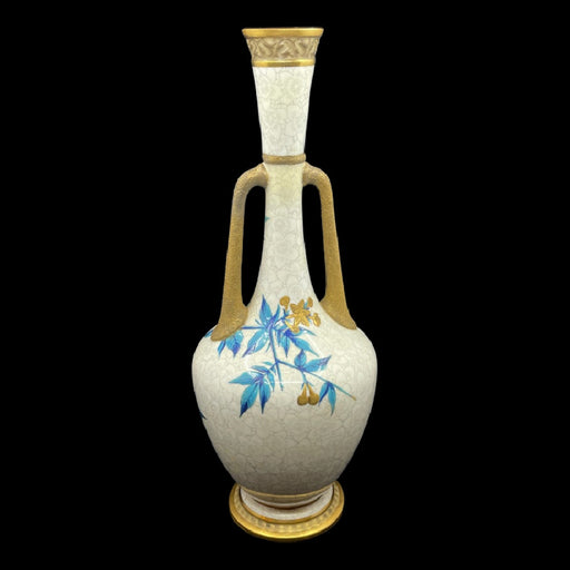 Royal Worcester Blue Bamboo Vase - Glen Manor Galleries