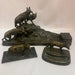 Bronze 3pc Wolf Pack & Fox Inkwell Desk Set - Glen Manor Galleries