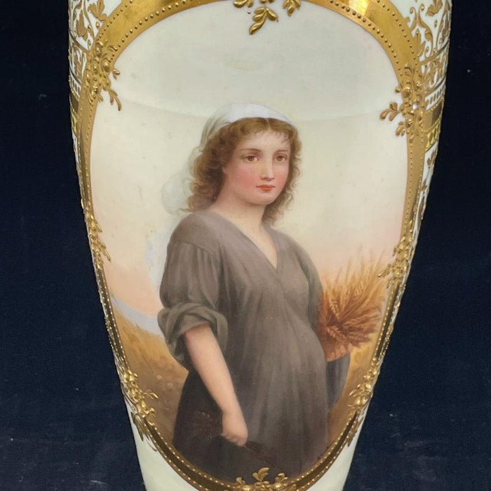 Royal Vienna Hand Painted Vase Called Ruth - Glean Manor Galleries 