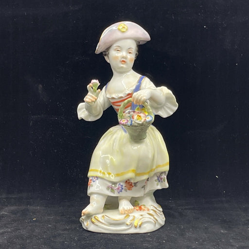 Meissen Figurine of a  Girl With Flower Basket - Glen Manor Galleries