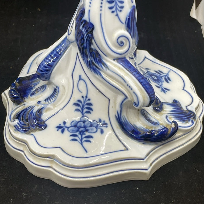 Pair of Blue and White Meissen Candlesticks