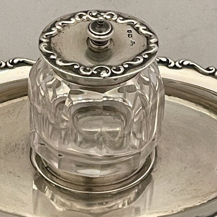 English Sterling Silver Single Inkwell - Glen Manor Galleries 