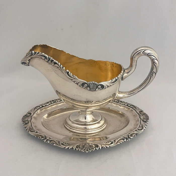 Continental Silver Gravy Boat & Stand -Glean Manor Galleries 