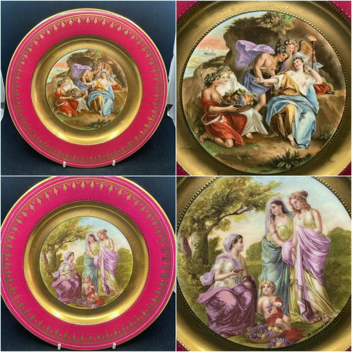 Set of 12 Royal Vienna Cabinet Plates Signed N. Schindler